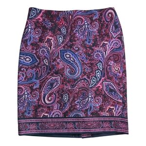 Talbots Petites Paisley Mini Skirt - Blue and Pink Size 4